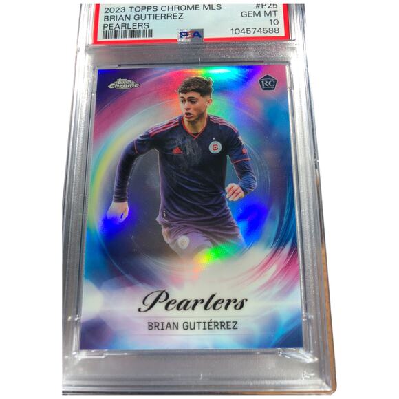 2023 Topps Chrome MLS Pearlers #P-25 Brian Gutiérrez Chicago Fire PSA10 Gm-Mt - Picture 6 of 7